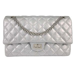 Chanel Reissue 2.55 Double Compartment Flap Quilted Aged Calfskin Silver